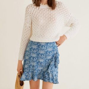 Mango floral ruffle mini skirt